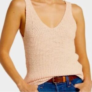 Madewell Monterey Sweater Tank Slouchy Knit Pink Peach Top | Size Medium